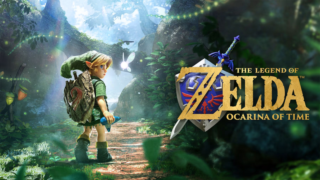 Link on the left with Zelda Ocarina of Time on the right