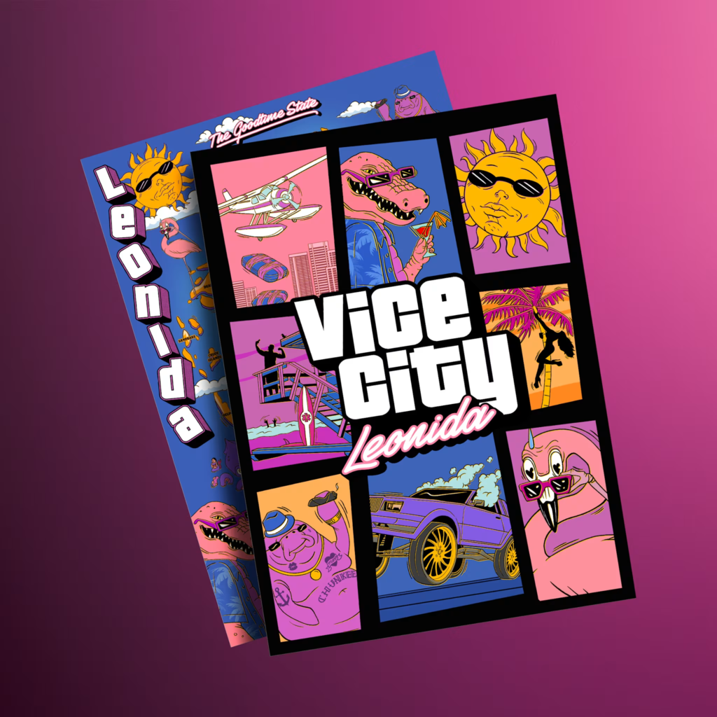 gta 6 Double-Sided Souvenir Poster with Map of Leonida